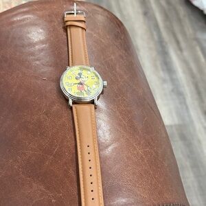Disney Silver Watch with Brown Strap